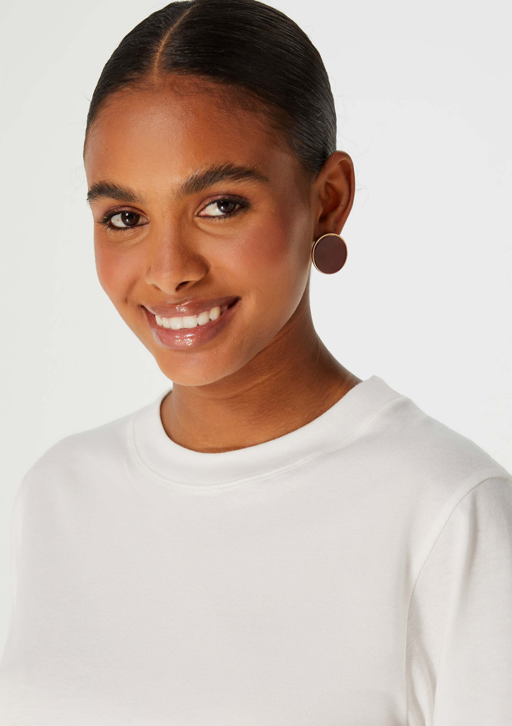 Blusa Off-White Hering Básica Manga Curta Com Dobra