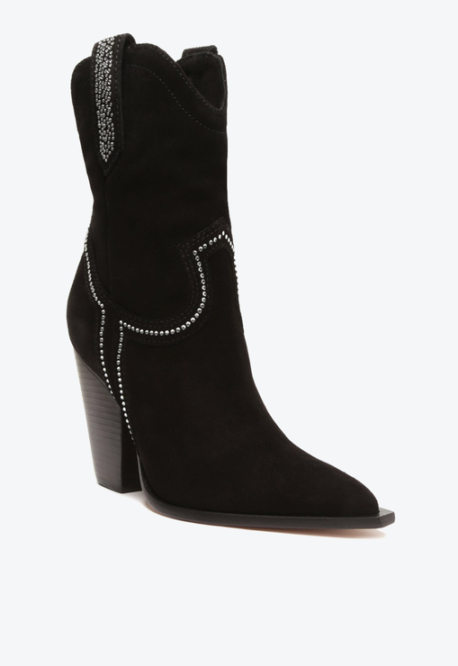 Bota Western Woody Camurça Brilho Preta