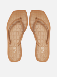 Chinelo De Dedo Marrom Brizza Square Palmilha Croco