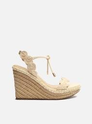 Sandália Off-White Arezzo Plataforma Tiras Bordadas