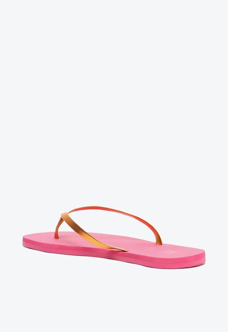 Chinelo De Dedo Rosa Brizza Tira Metalizada Laranja