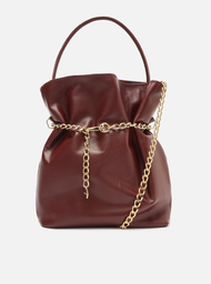 Bolsa Tiracolo Vermelha Arezzo Couro Pequena Correntes