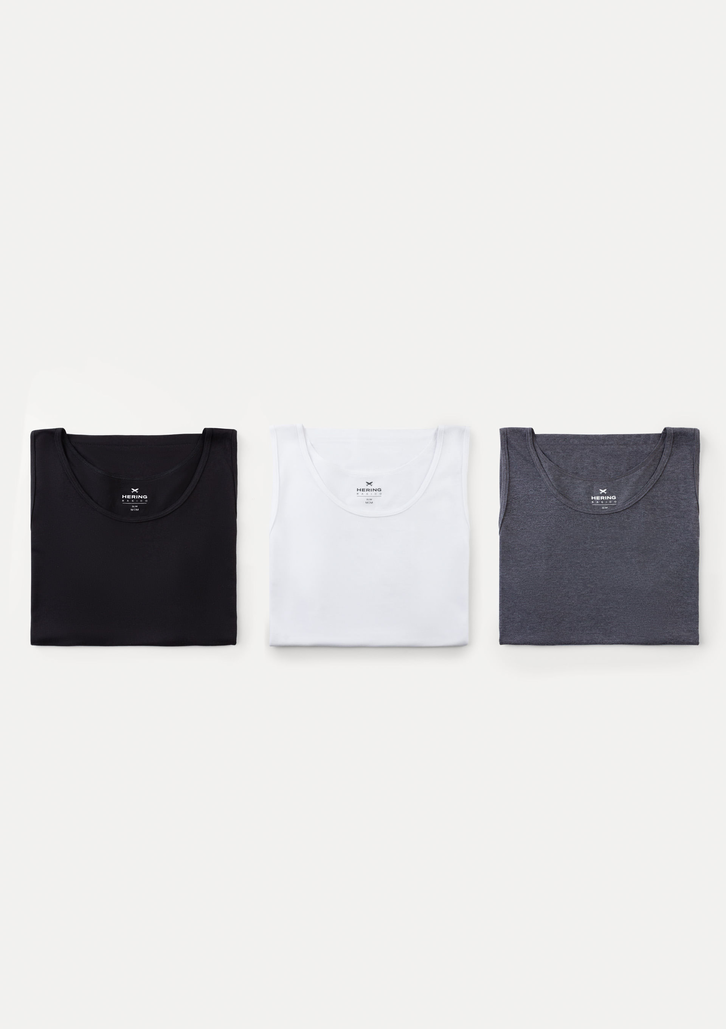 Kit Com 3 Regatas Multicoloridas Hering Masculinas Básicas Slim