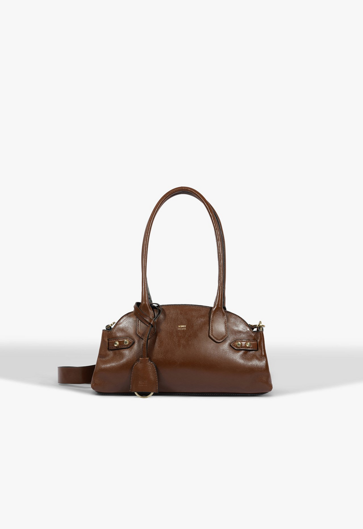 Bolsa Baguete Tote Broadway Pequena Couro Marrom