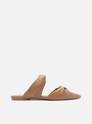 Mule Bege Arezzo Tiras Torcidas Verniz