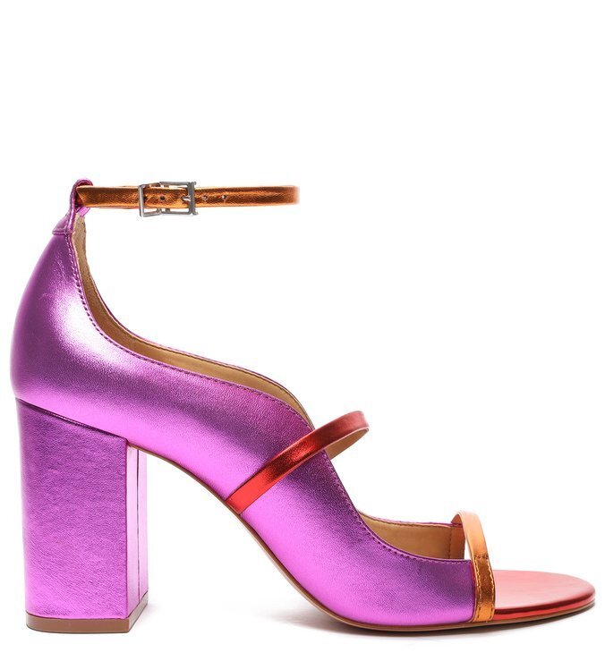 Sandália Schutz Salto Bloco Metalizada Violeta | ZZ MALL