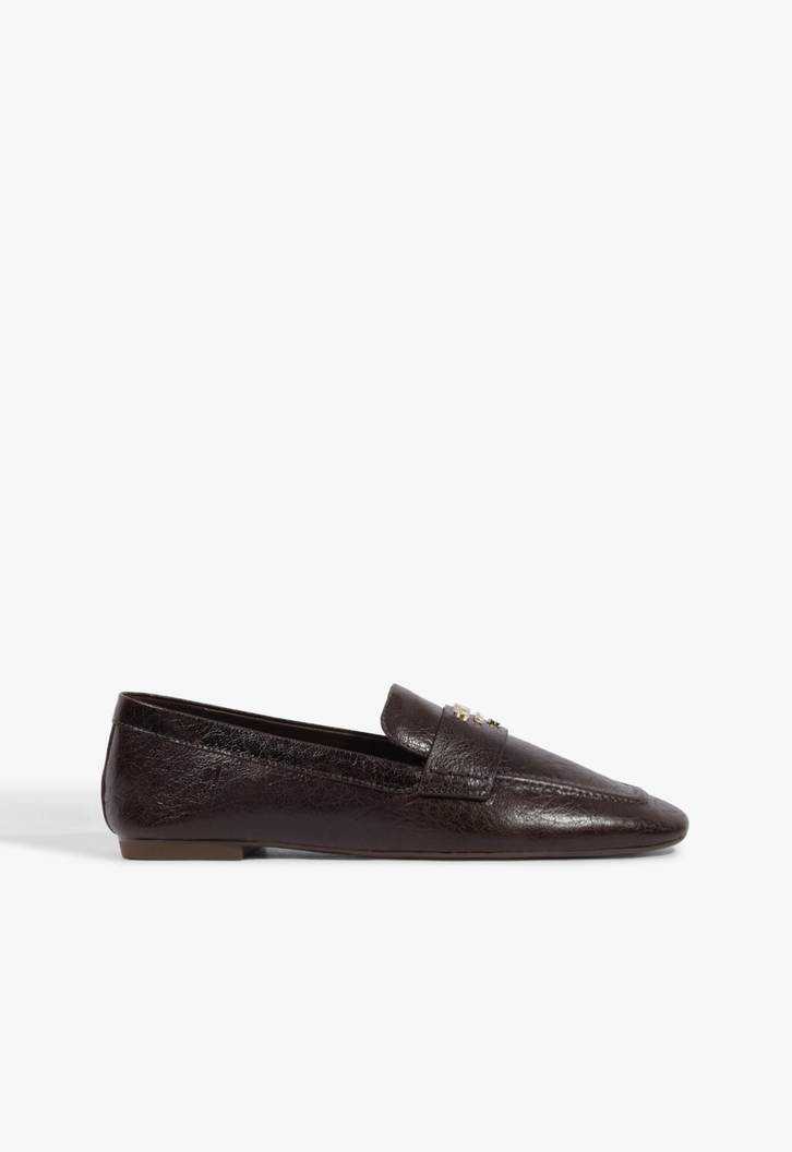 Mocassim Shop Bico Quadrado Couro Marrom