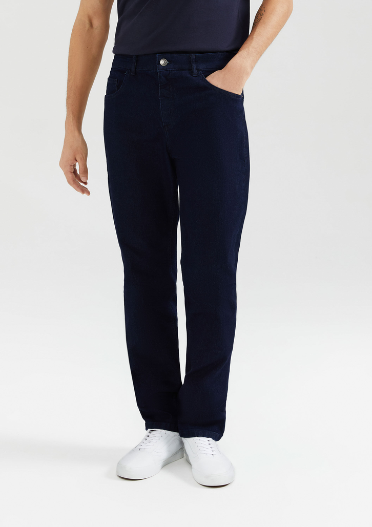 Calça Jeans Azul Hering Básica Reta Com Elastano