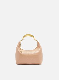 Bolsa Hobo Nude Arezzo Couro Tressê Pequena Silvia Braz