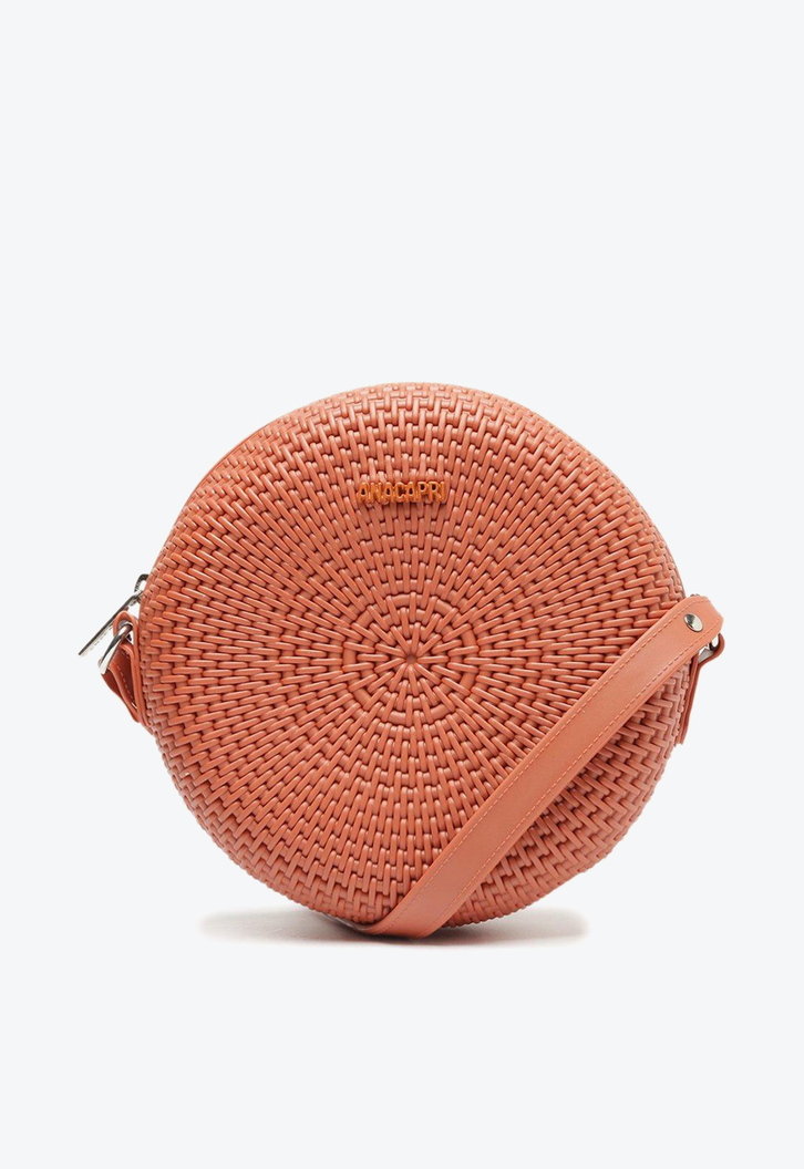 Crossbody Laranja Anacapri Redonda Texturizada