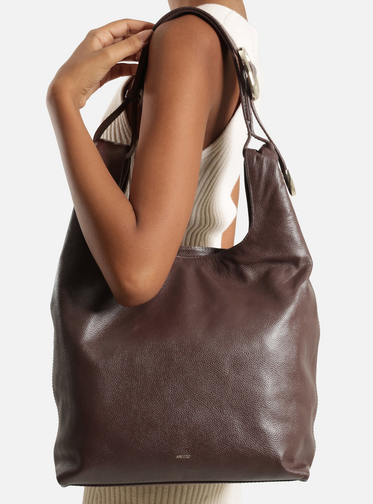 Bolsa Hobo Marrom Couro Média
