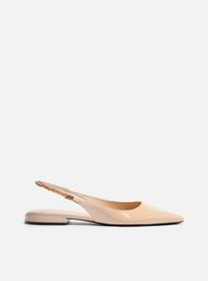 Sapatilha Bege Verniz Slingback Corrente