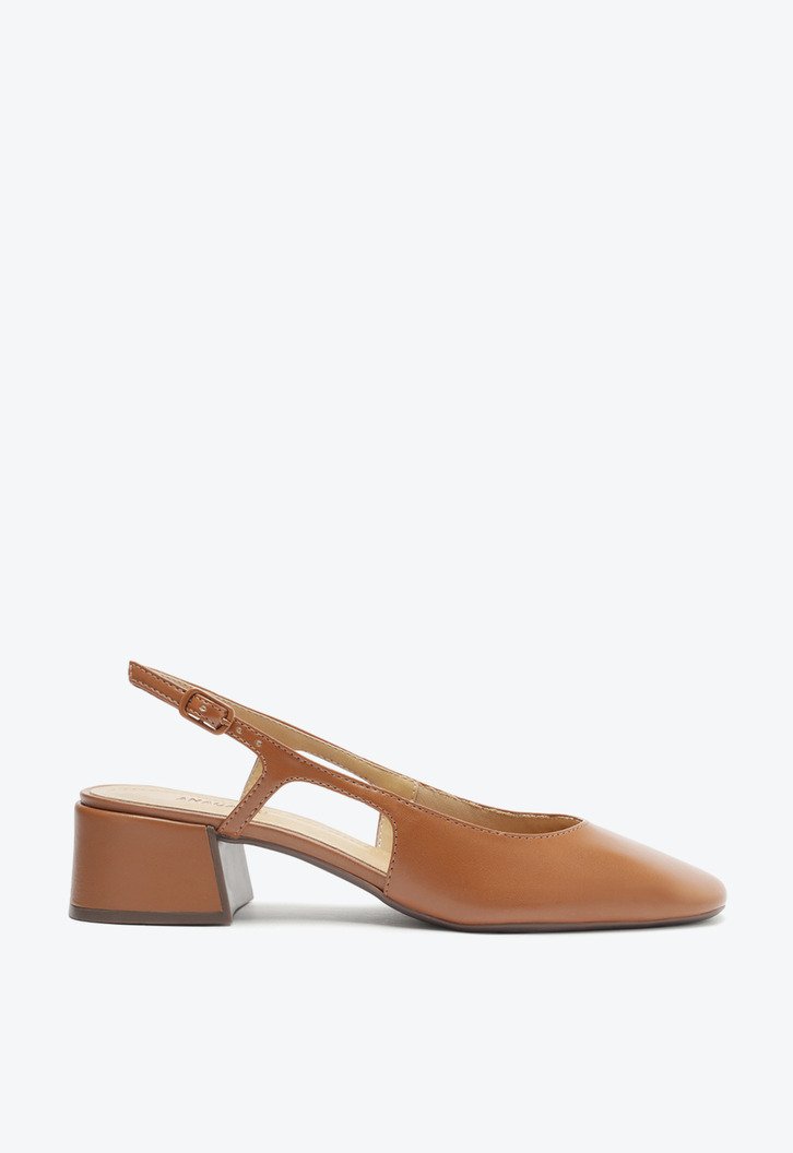 Sapatilha Slingback Basic Salto Bloco Marrom