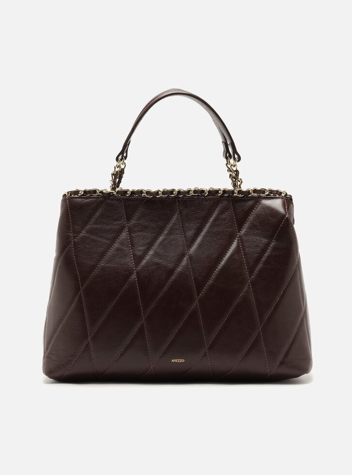 Bolsa Tote Vermelha Couro Grande Alça Corrente