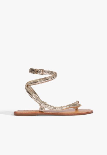 Sandália Rasteira Schutz De Tira Dourada | ZZ MALL