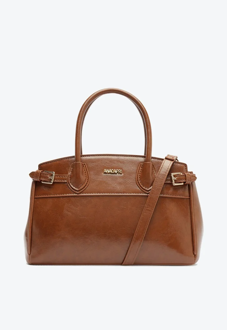 Bolsa Tote Média Detalhe Fivelas Marrom