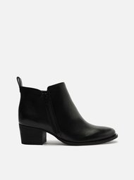 BOTA PRETA AREZZO COURO CANO CURTO SALTO BLOCO ZÍPER