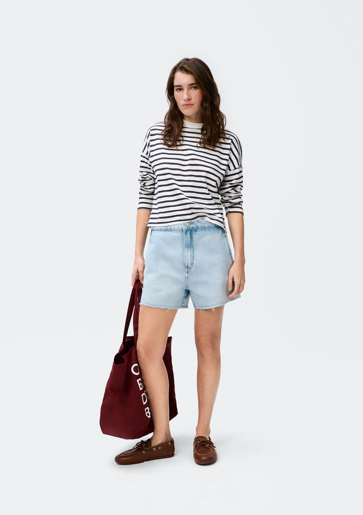 Shorts Jeans Azul Hering Barra A Fio