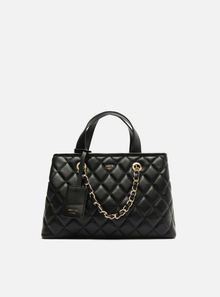 Bolsa Tote Preta Média Matelassê
