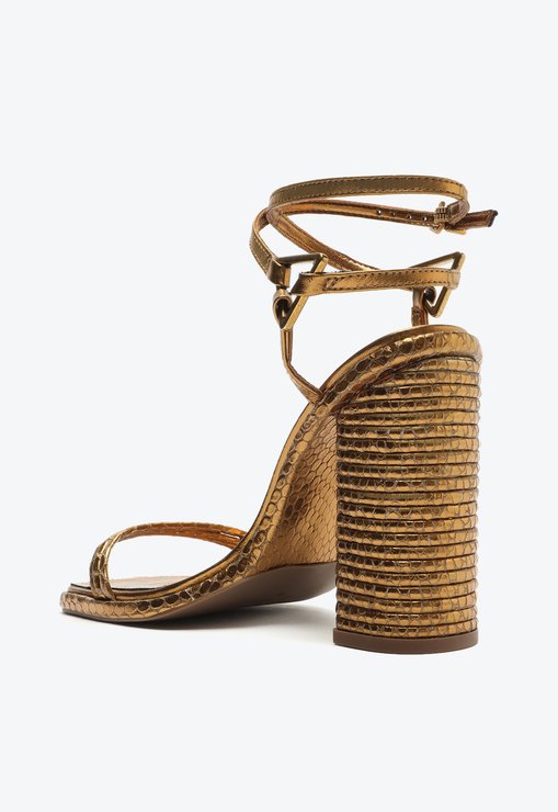 Sandália Couro Dourada Snake