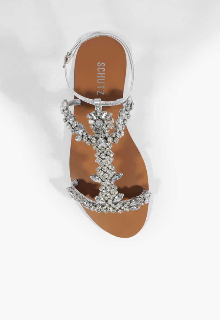 Sandália Rasteira Metallic Prata
