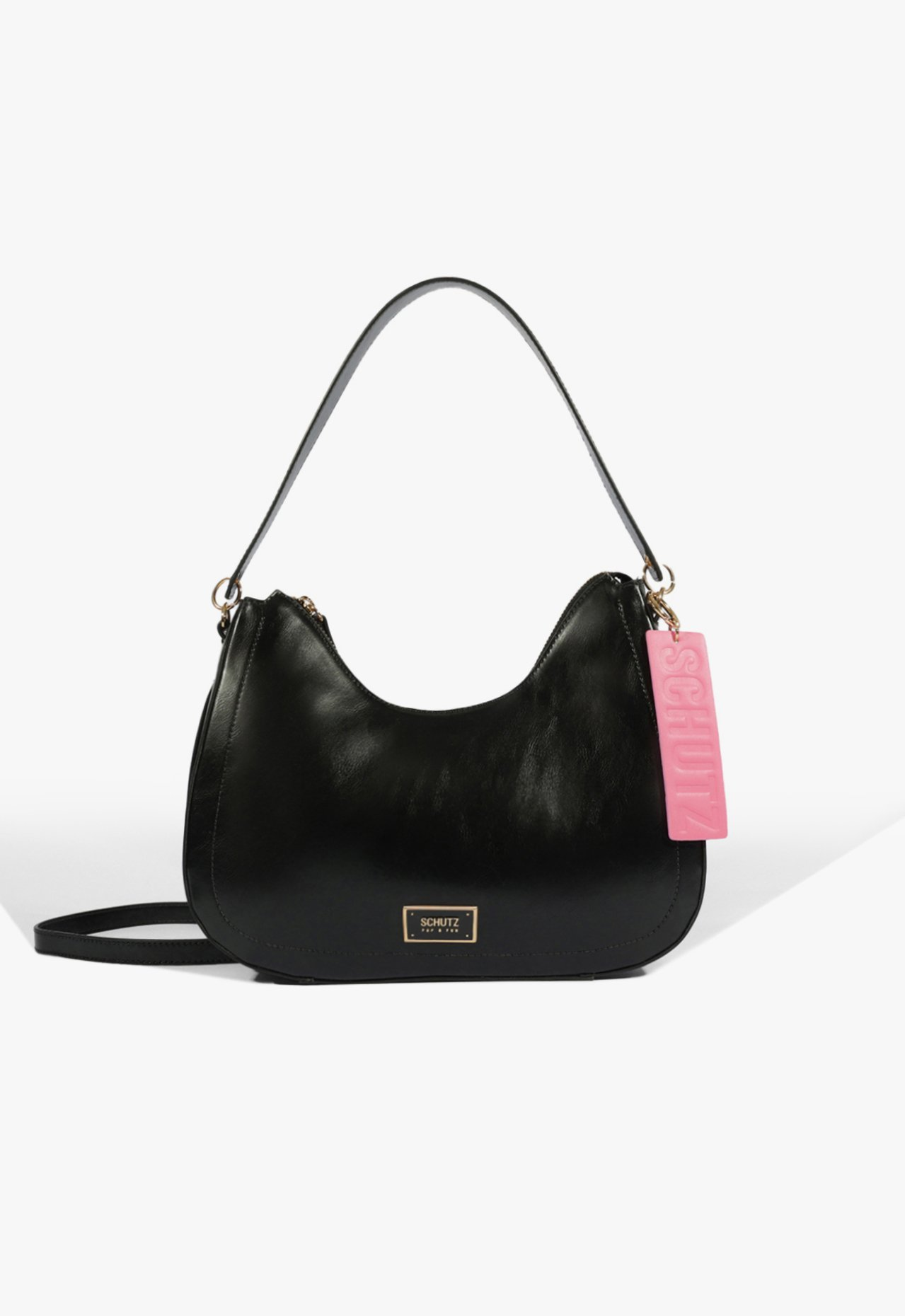 あゆ　黒38 Bolsa Shoulder Média Preta | ZZ MALL