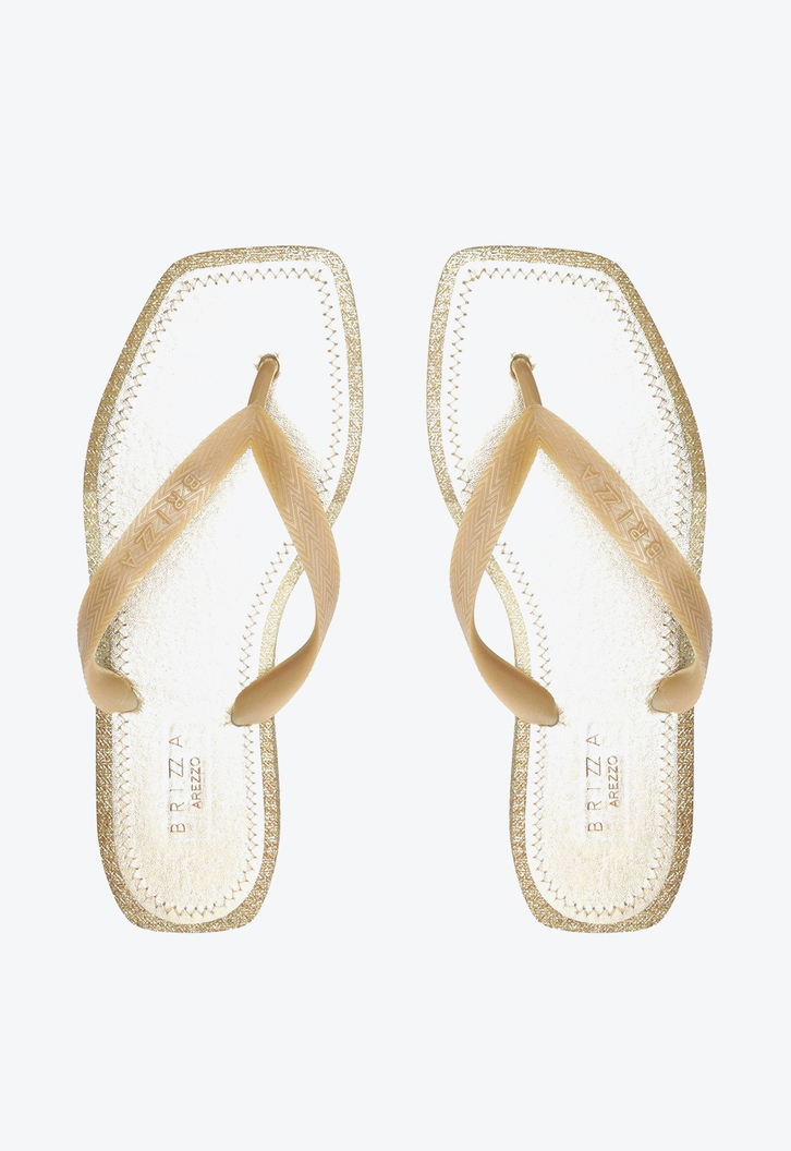 Chinelo De Dedo Dourado Brizza Glitter Square