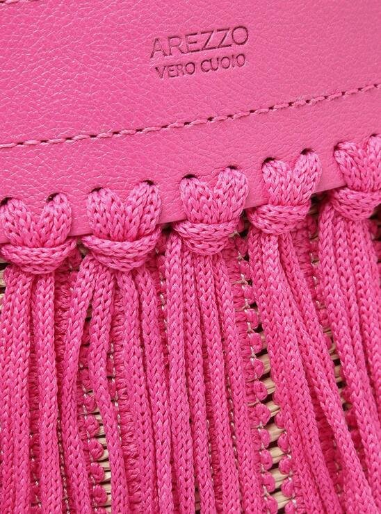 BOLSA BUCKET ROSA AREZZO FRANJAS LUCI MÉDIA