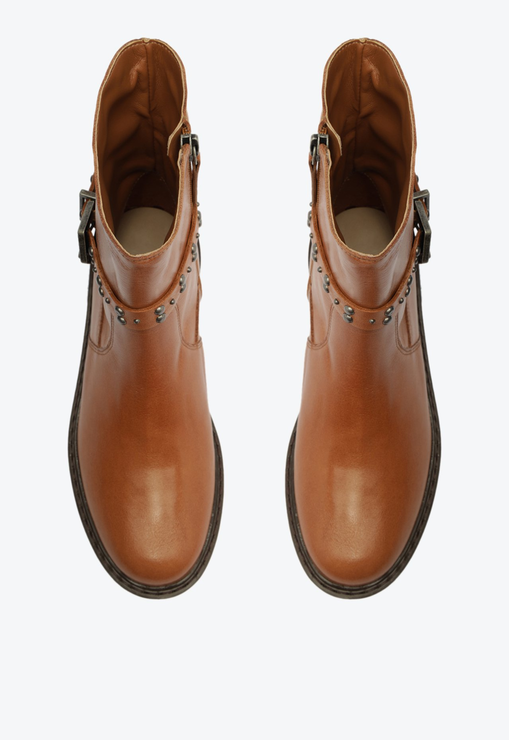 Bota Cano Médio Couro Marrom