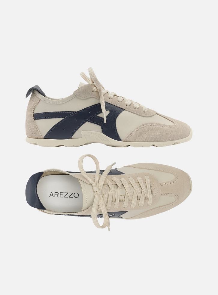 Tênis Bege Camurça Amarração Tratorado Recortes