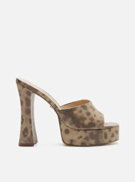 Mule Meia Pata Animal Print Arezzo Salto Alto Tira Única