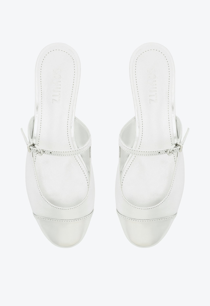 Sapato Mule Verniz Prata