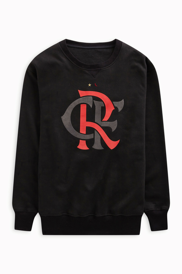 CASACO MOLETOM PRETO RESERVA ESTAMPADO CRF FLAMENGO