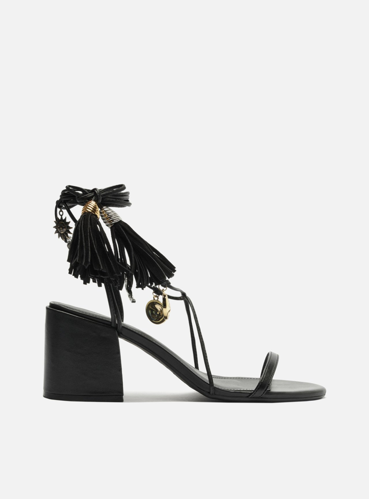 【特別セール品】 Sandália Preta MALL ZZ | Tig Amarração Bloco Salto Couro Arezzo その他