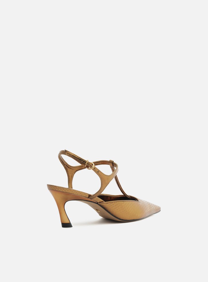 Scarpin Dourado Snake Salto Kitten Aberto Telma