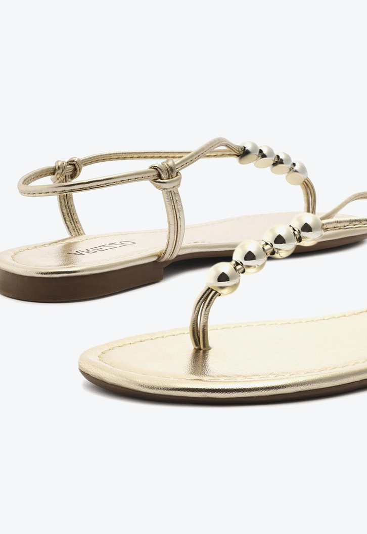 Sandália Rasteira Dourada Arezzo Slim Light Citrus