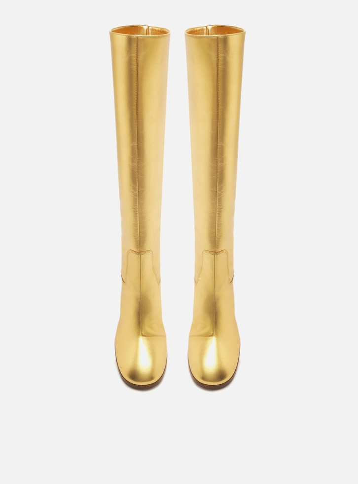 Bota Dourada Arezzo Cano Longo Salto Alto | ZZ MALL Bota Dourada Arezzo Cano Longo Salto Alto | ZZ MALL