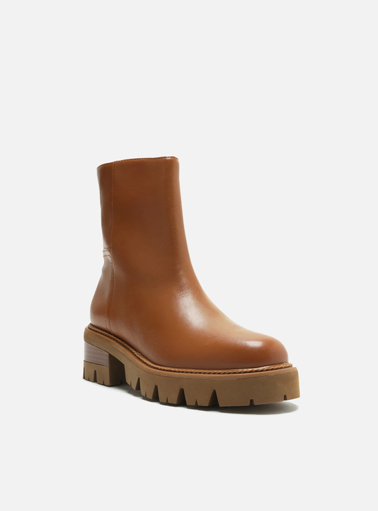 Bota Marrom Couro Cano Médio Tratorada