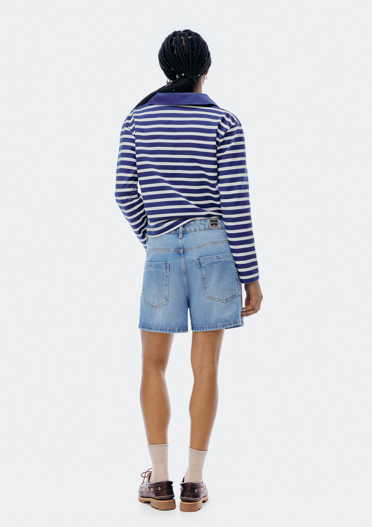 Shorts Azul Hering Jeans Reto Cintura Média