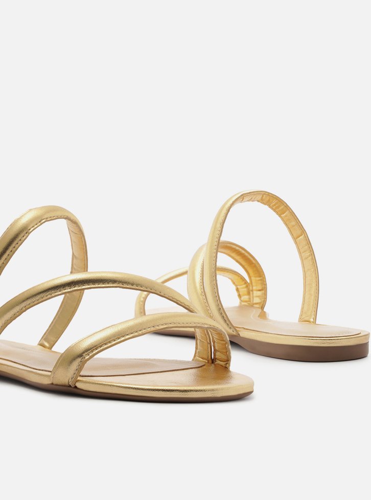 Rasteira Dourada Tiras Duplas