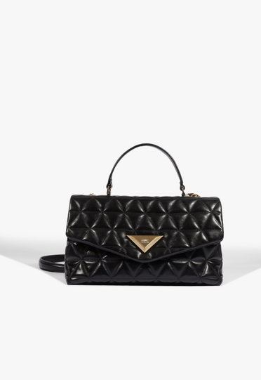 MブラックS Bolsa Satchel 944 Media Couro Preta | ZZ MALL