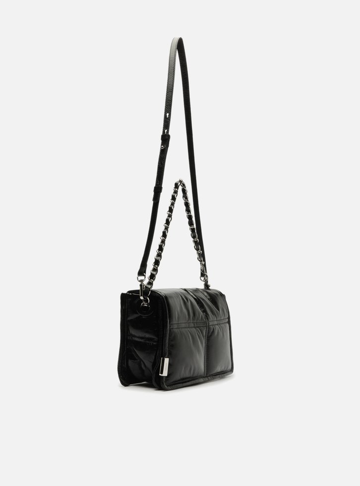 Bolsa Tiracolo Preta Arezzo Couro Puffy Média