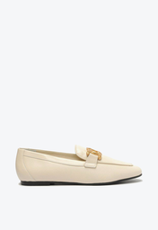 Mocassim Off-White Arezzo Couro Metal Trança