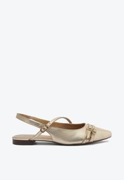 Sapatilha Slingback Fivela Dupla Dourada