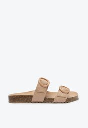 Slide Anacapri Duas Tiras Fivela Nude Croco