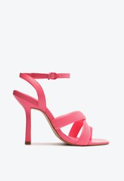 Sandália Pink Schutz Salto Alto Tiras Couro