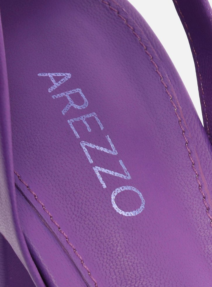SANDÁLIA ROXA AREZZO COURO SALTO BLOCO LACE UP