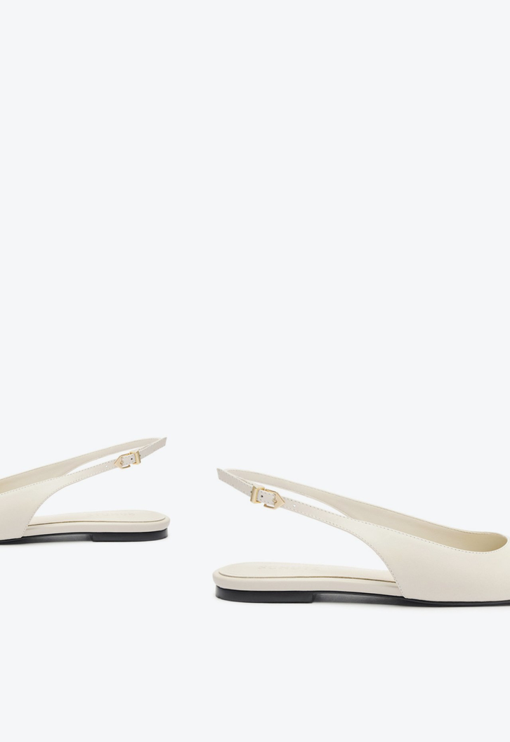 Sapato Slingback Rasteiro Couro Branco