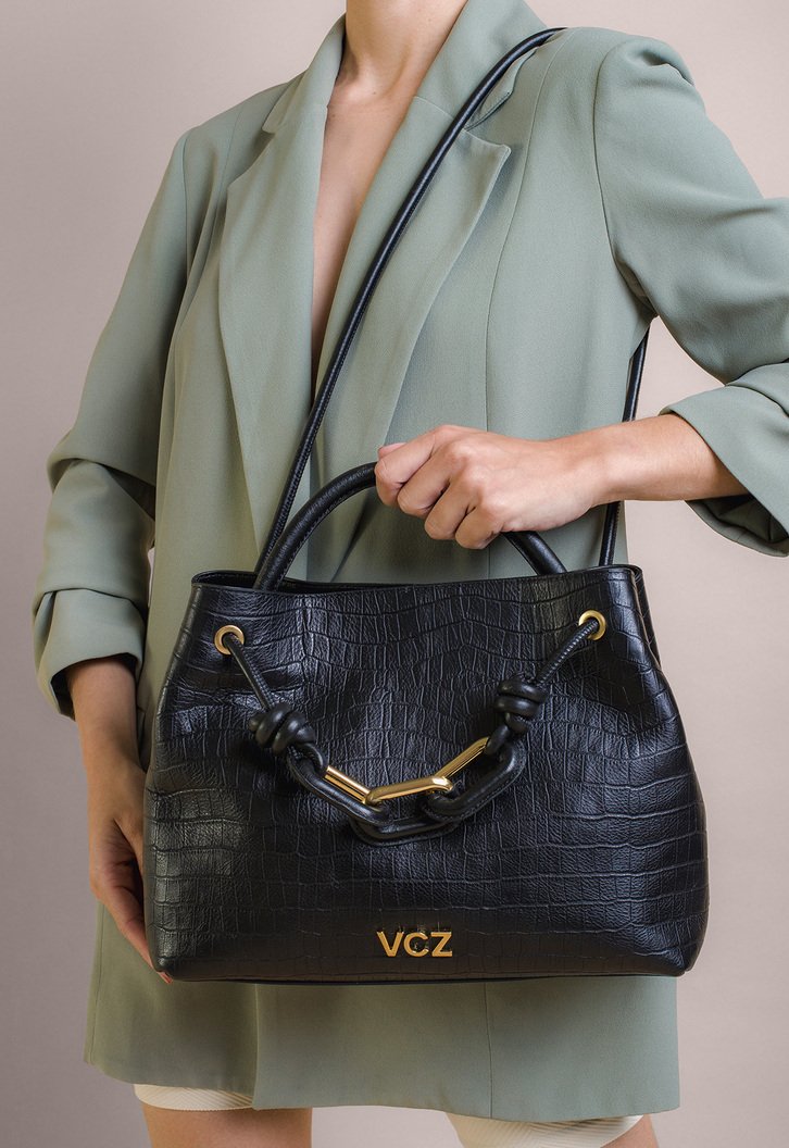 Bolsa Tote Preta Vicenza Mika Média