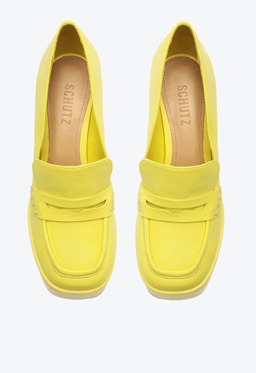 Sapato Mocassim Viola Platform Couro Amarelo